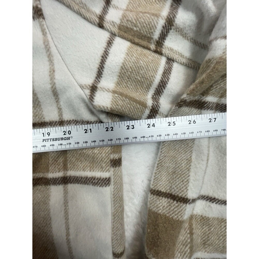 Plaid Flannel Shacket Adult Size Medium Khaki/White Manfinity Homme Jacket Y2K - Picture 4 of 9